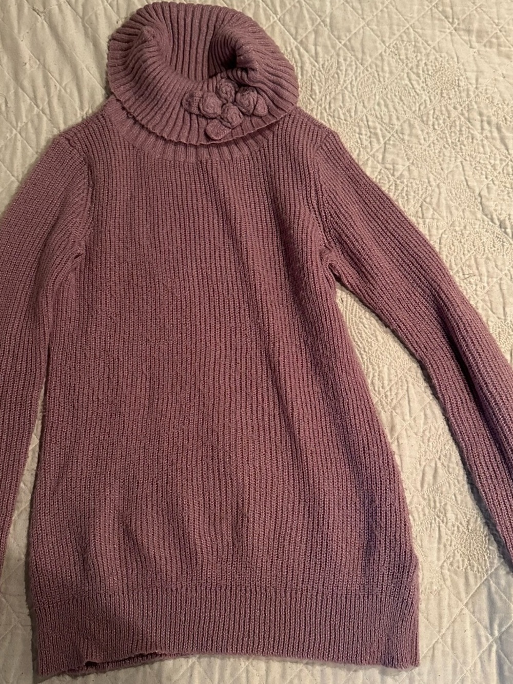 Daisy Fuentes Floral Accent Lilac Turtleneck Sweater- Size- medium